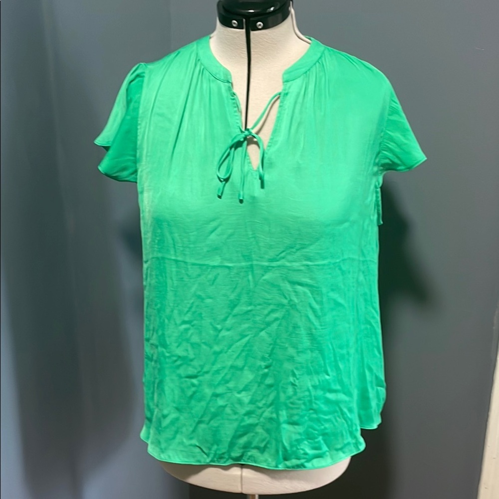 Maison d’Amelie Chic Green Tie-Front Blouse Size-XL NWT